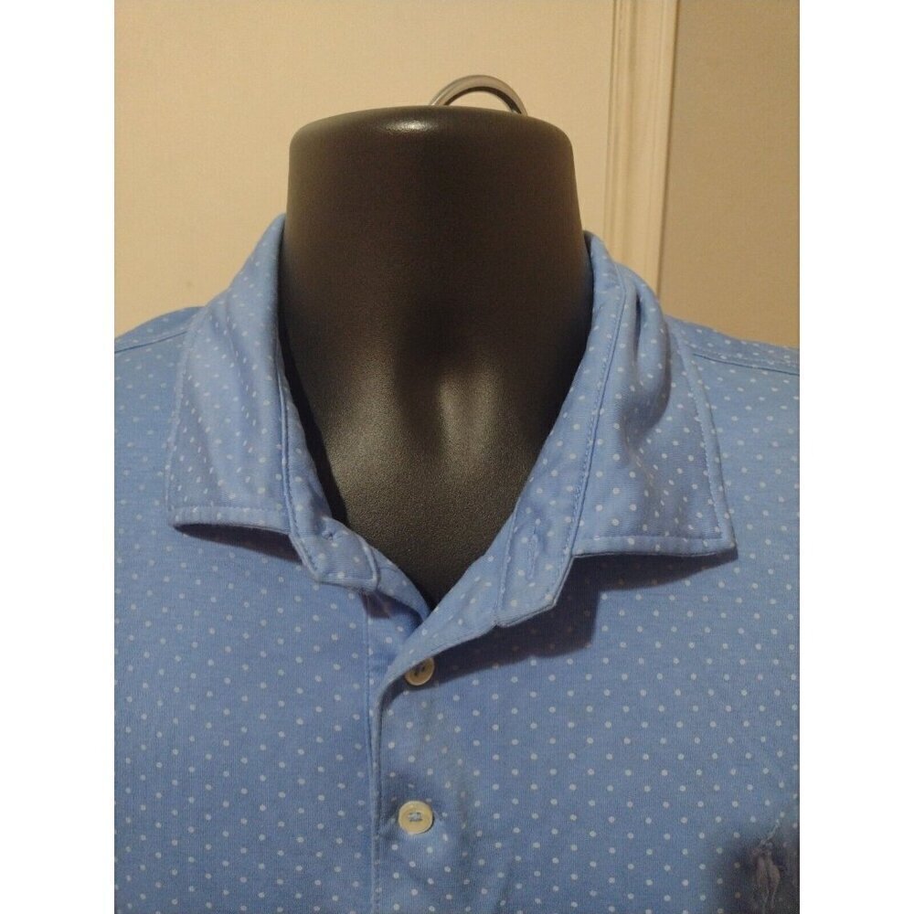 Polo Ralph Lauren Custom Slim Fit Mens XL Blue Polka Dot Short Sleeve Polo Shirt - Picture 4 of 11